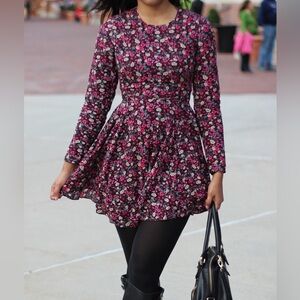 Floral dress H&M fit flare long sleeves boho skater robe fleurs manches longues